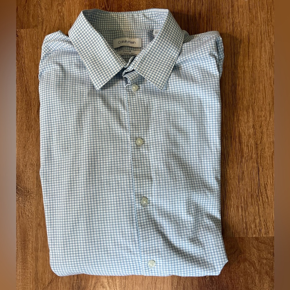 Men’s dress shirt button down steel + Slim fit | Stretch | Non-iron
